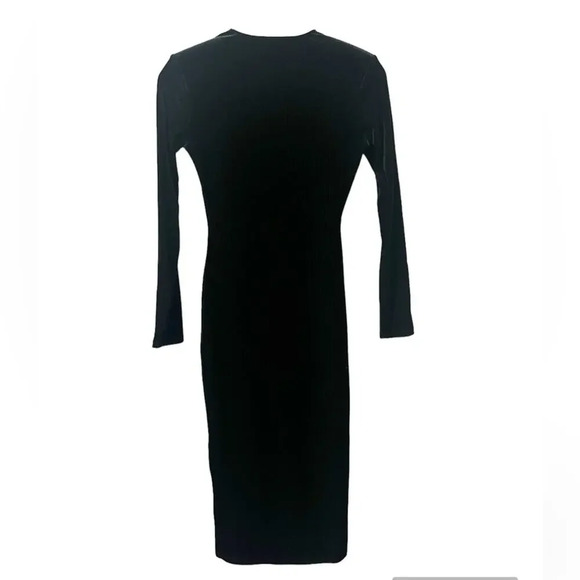 GOOD AMERICAN Velvet‎ Midi Dress in Black Ribbed size 1 - Picture 4 of 9